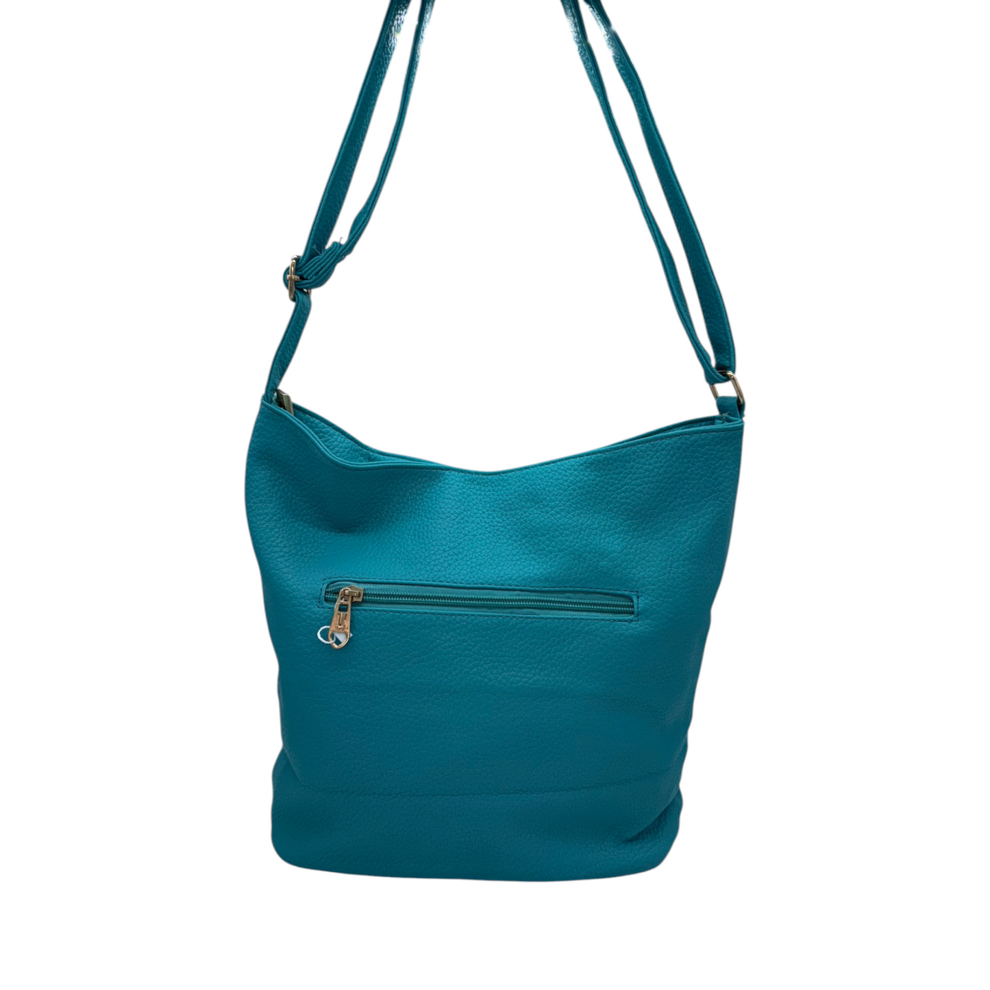 Bolso de Hombro Turquesa Vibrante con Detalles de Cremallera | Estilo Fresco y Casual