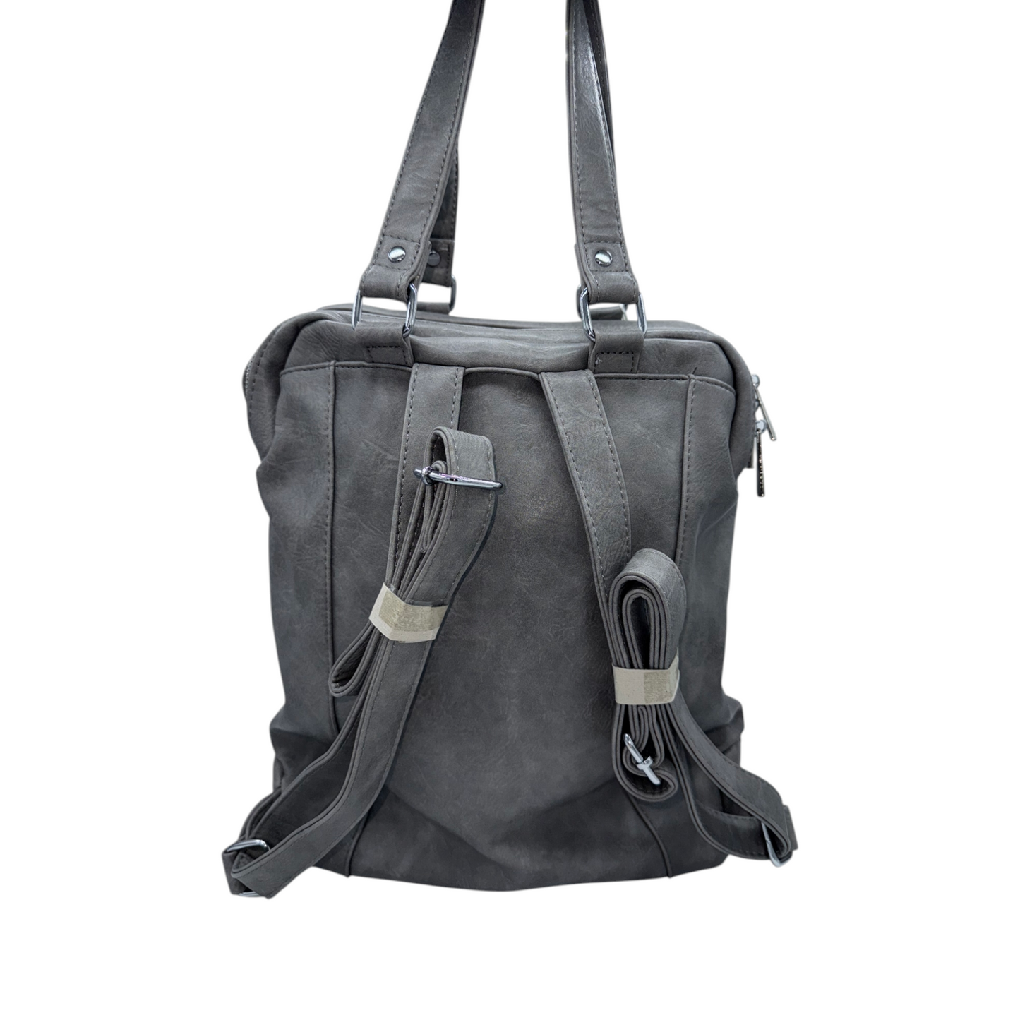 Mochila Antirrobo Convertible 2 en 1 de Cuero Vegano Gris - Estilo Urbano y Versátil