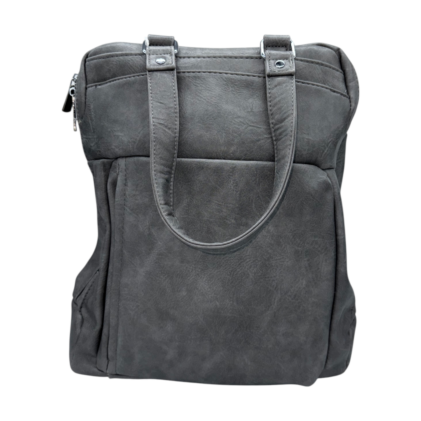 Mochila Antirrobo Convertible 2 en 1 de Cuero Vegano Gris - Estilo Urbano y Versátil