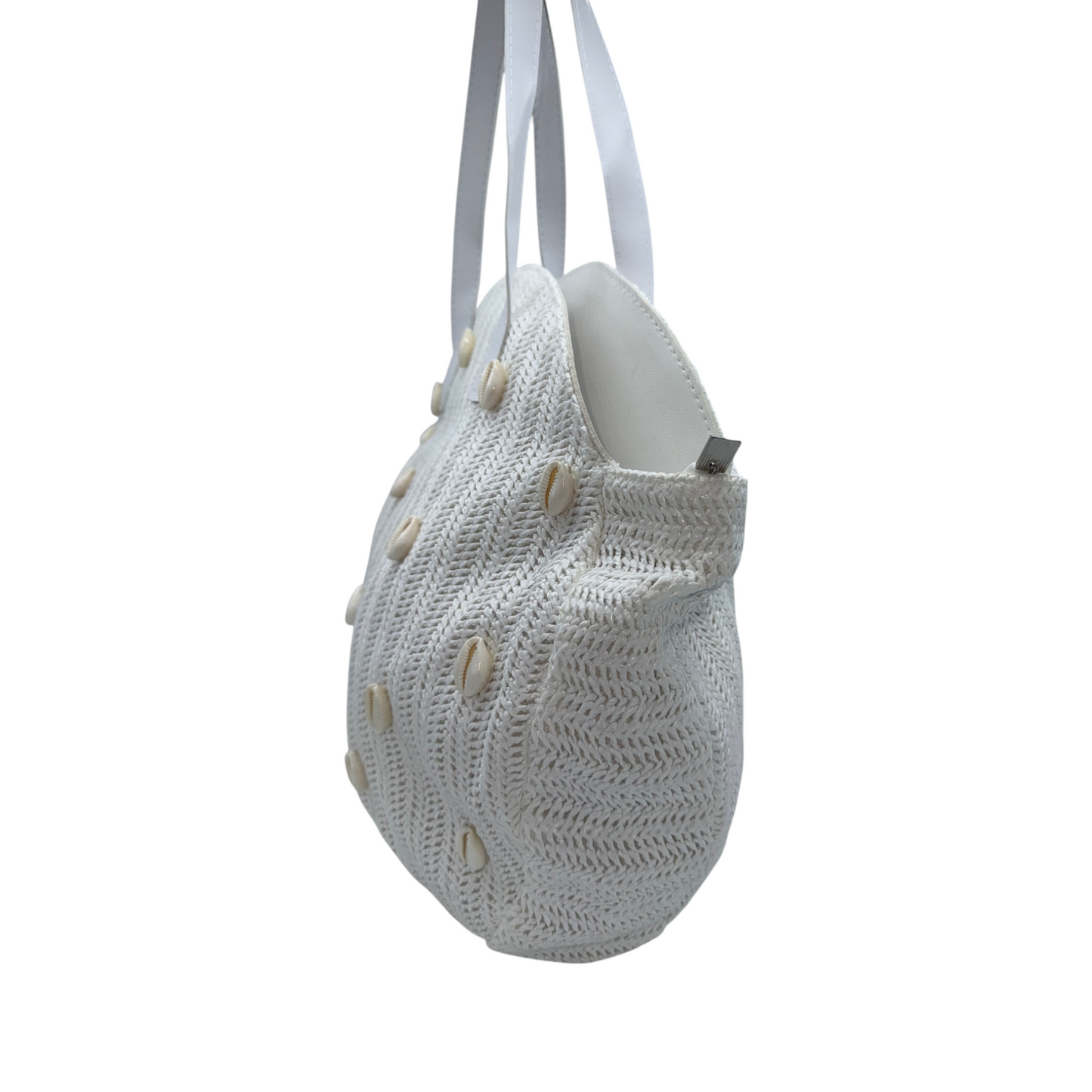 Bolso de Hombro Redondo de Rafia Natural con Conchas Marinas - Estilo Bohemio Chic