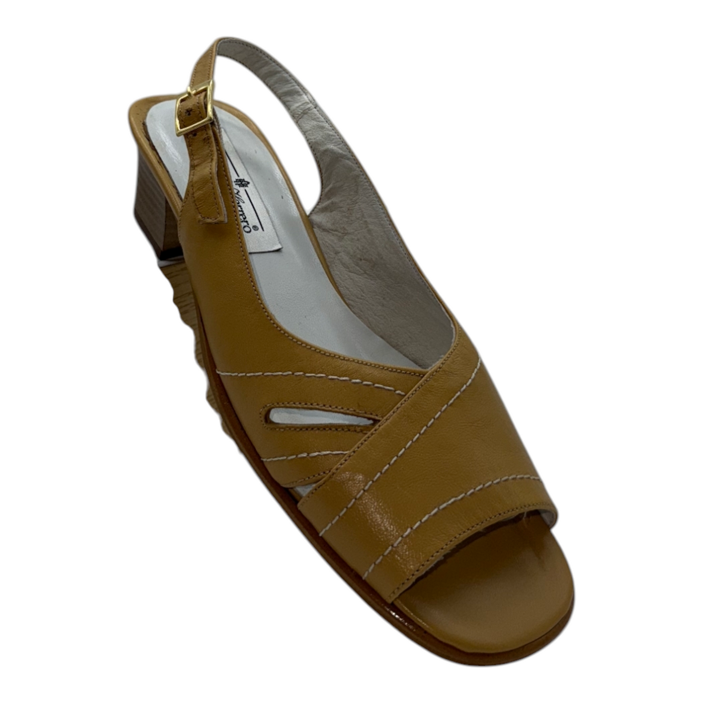 Sandalias de Piel con Tacón Bloque y Tiras Cruzadas en Color Camel - Comodidad y Estilo Veraniego