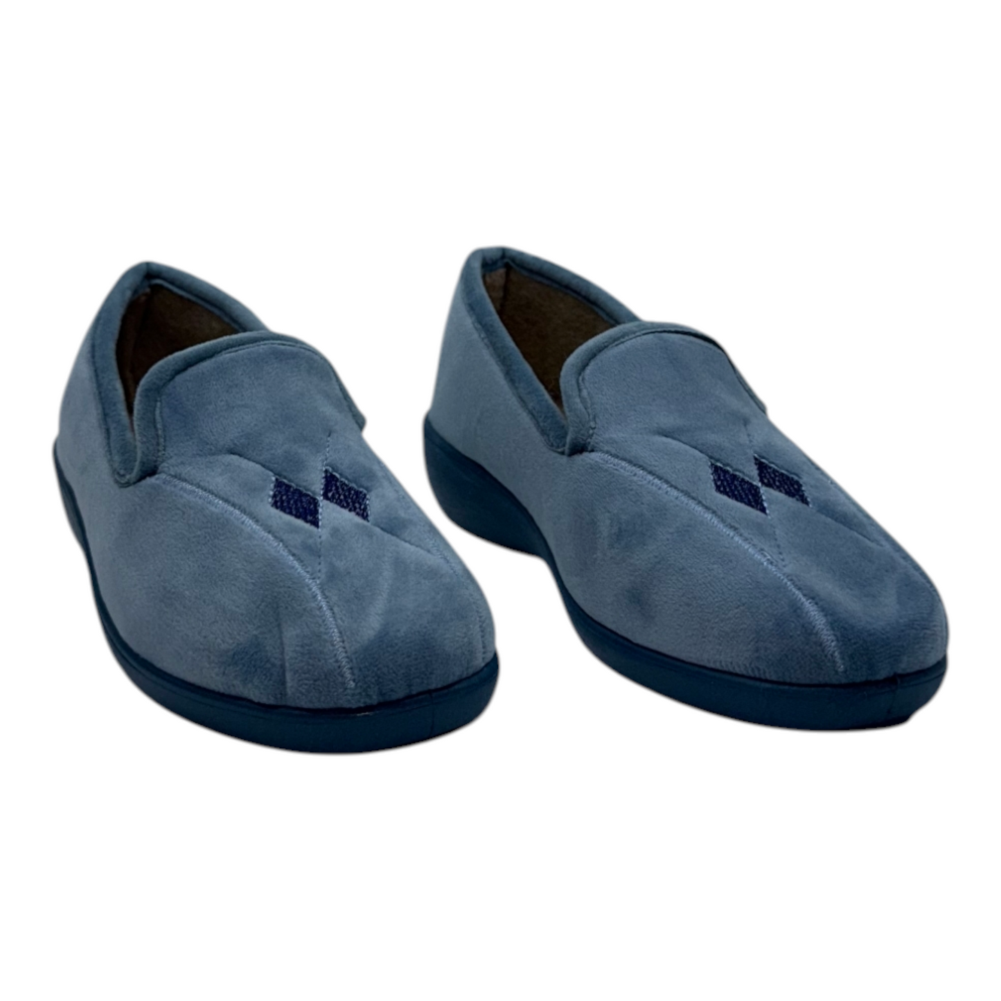 Zapatillas de Casa/Confort en Terciopelo Gris Azulado con Diseño Acolchado - Suavidad y Soporte