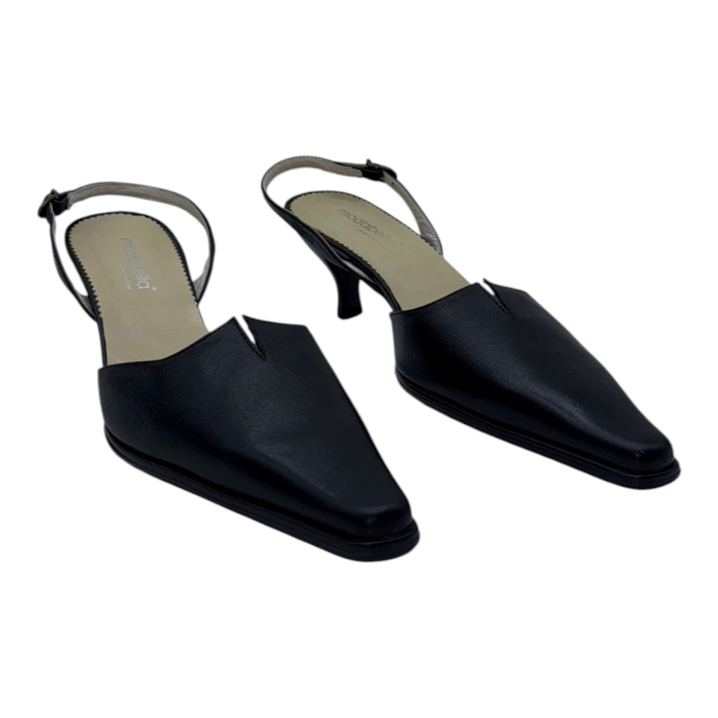 Zapatos Slingback de Piel Negra con Punta Cuadrada y Tacón Bajo - Elegancia Versátil