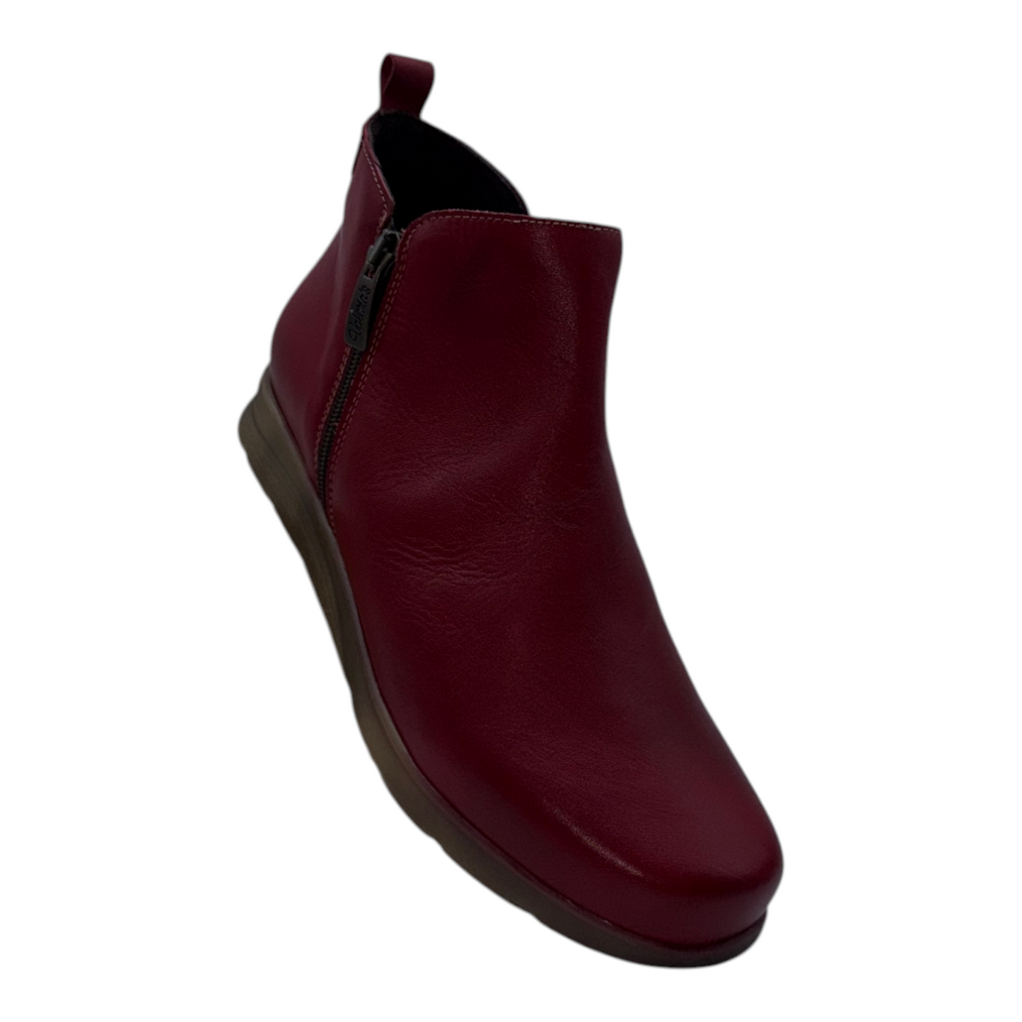 Botín Valeria's de Piel Extra Suave Rojo con Doble Cremallera - Estilo y Confort con Cuña de 4cm