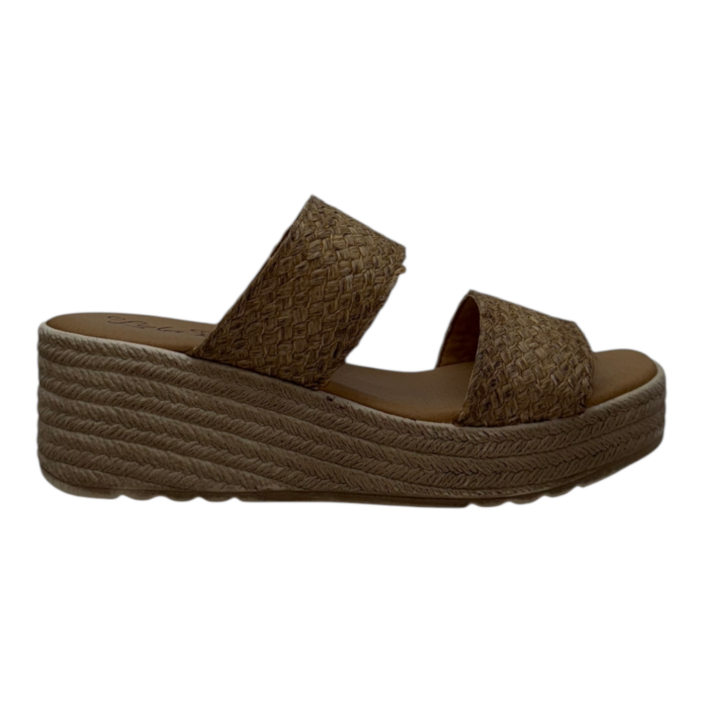 Sandalias de Cuña de Yute Trenzado con Doble Tira de Rafia - Lola Rico