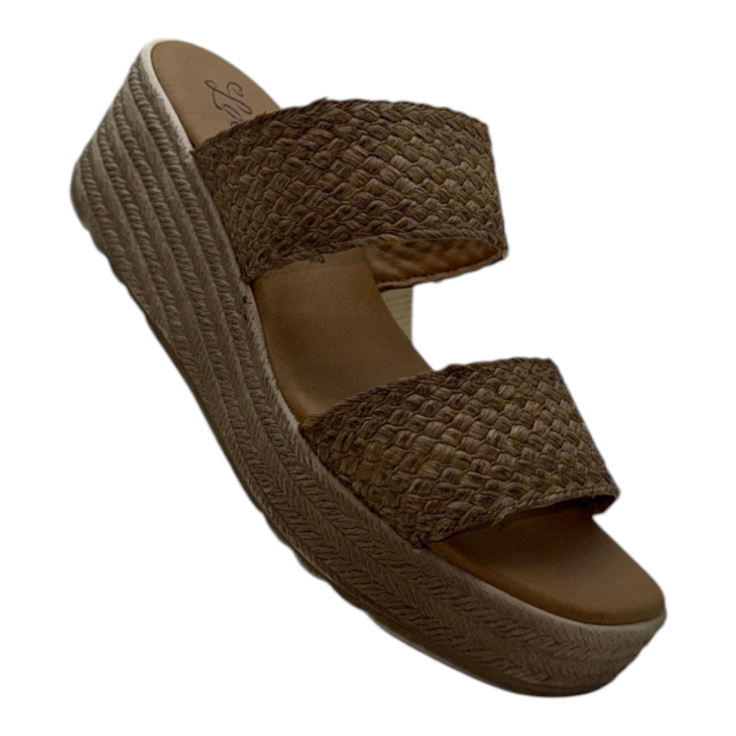 Sandalias de Cuña de Yute Trenzado con Doble Tira de Rafia - Lola Rico