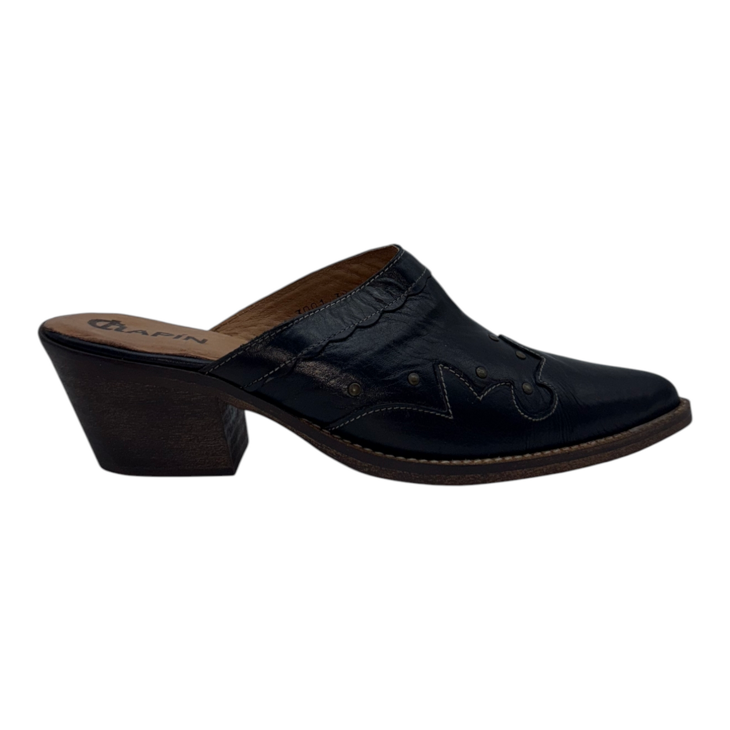 Mules de Piel Camel con Punta Puntiaguda y Adornos Estilo Western - Chapin