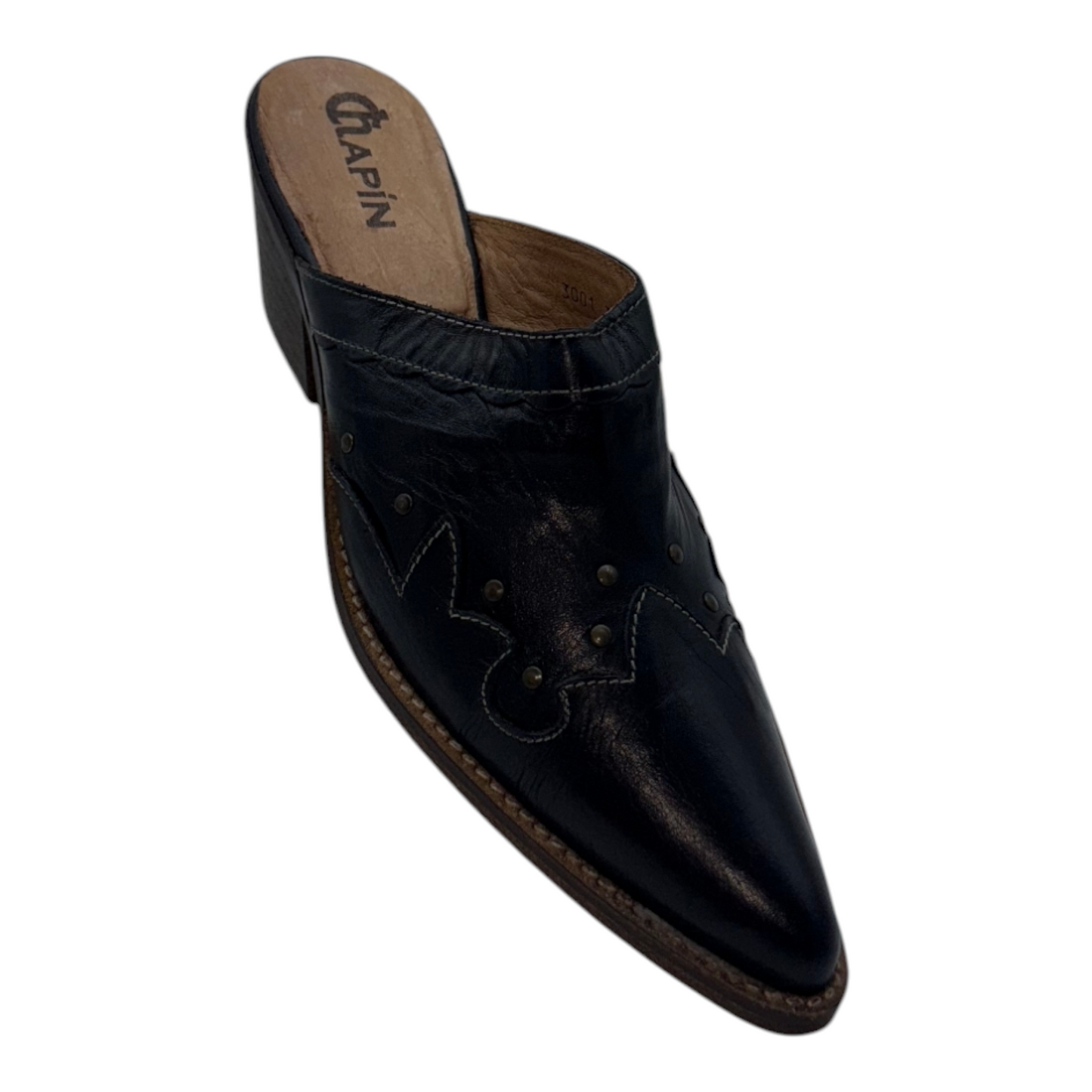 Mules de Piel Camel con Punta Puntiaguda y Adornos Estilo Western - Chapin