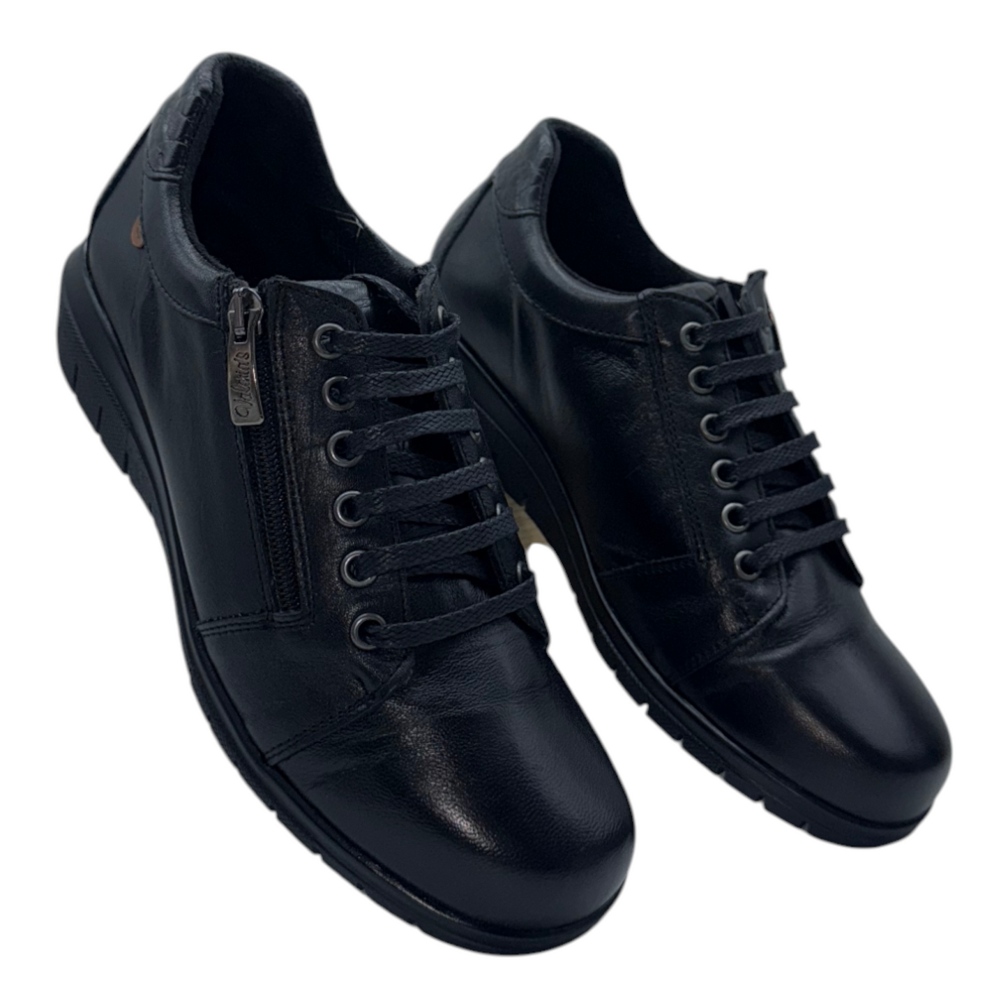 Mocasines Valeria's de Piel Confort Marrón con Cremallera Lateral y Suela Ligera