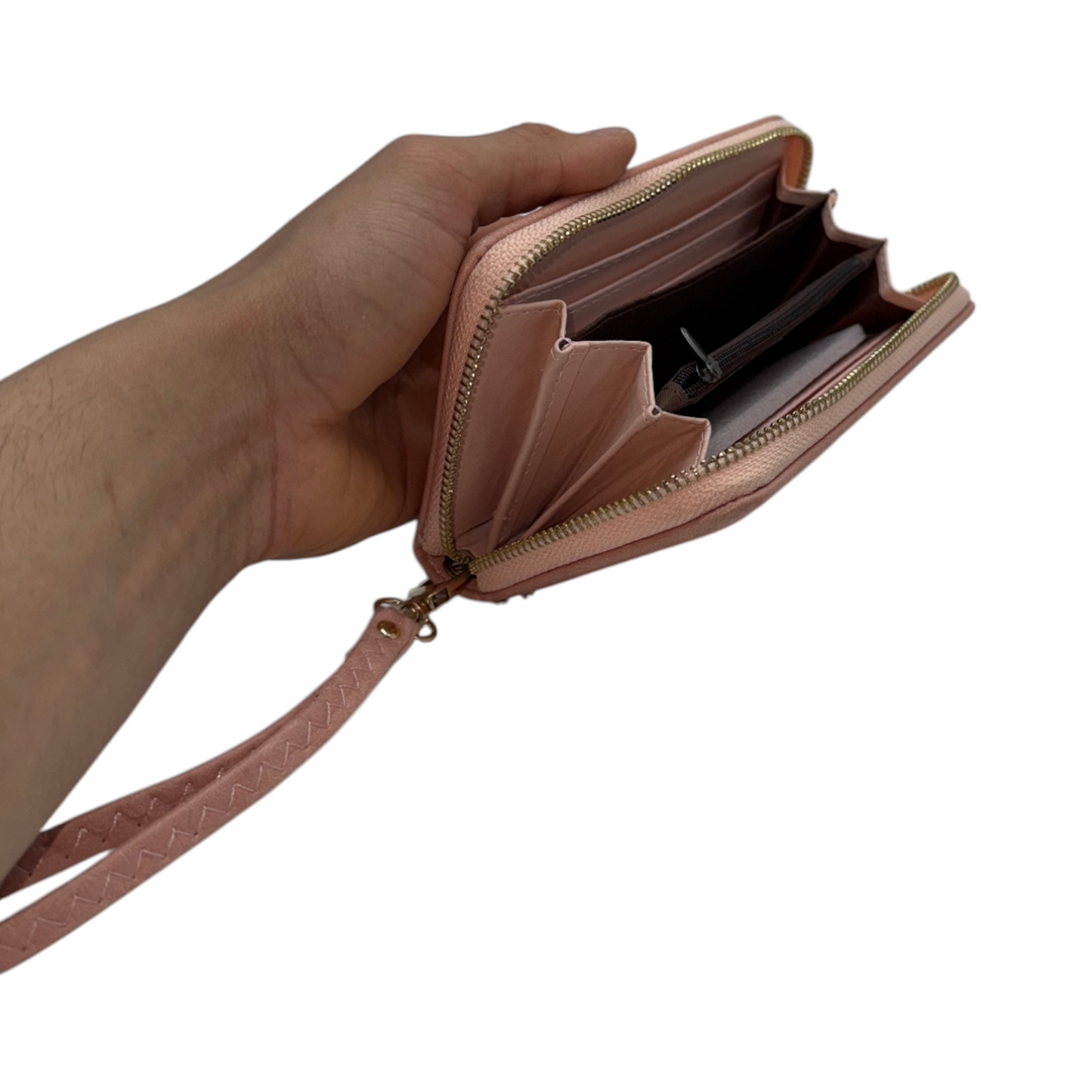 Cartera XL Organizadora con Correa de Muñeca - Rosa Empolvado Sofisticado