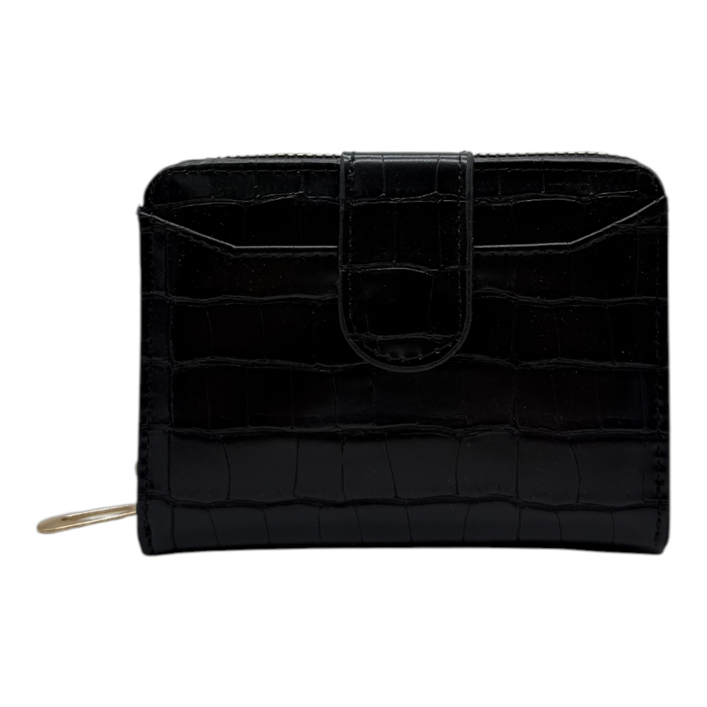 Cartera Compacta de Mujer con Textura Cocodrilo - Elegancia Negra
