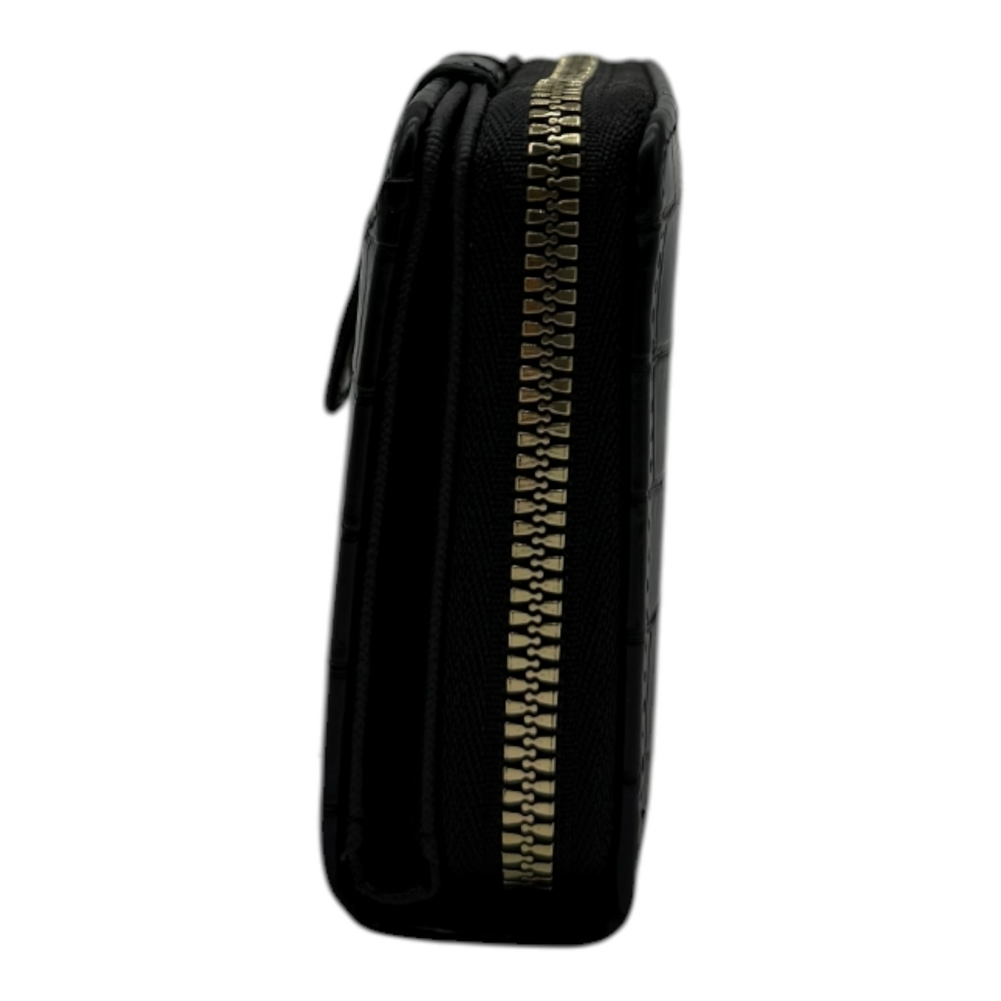 Cartera Compacta de Mujer con Textura Cocodrilo - Elegancia Negra