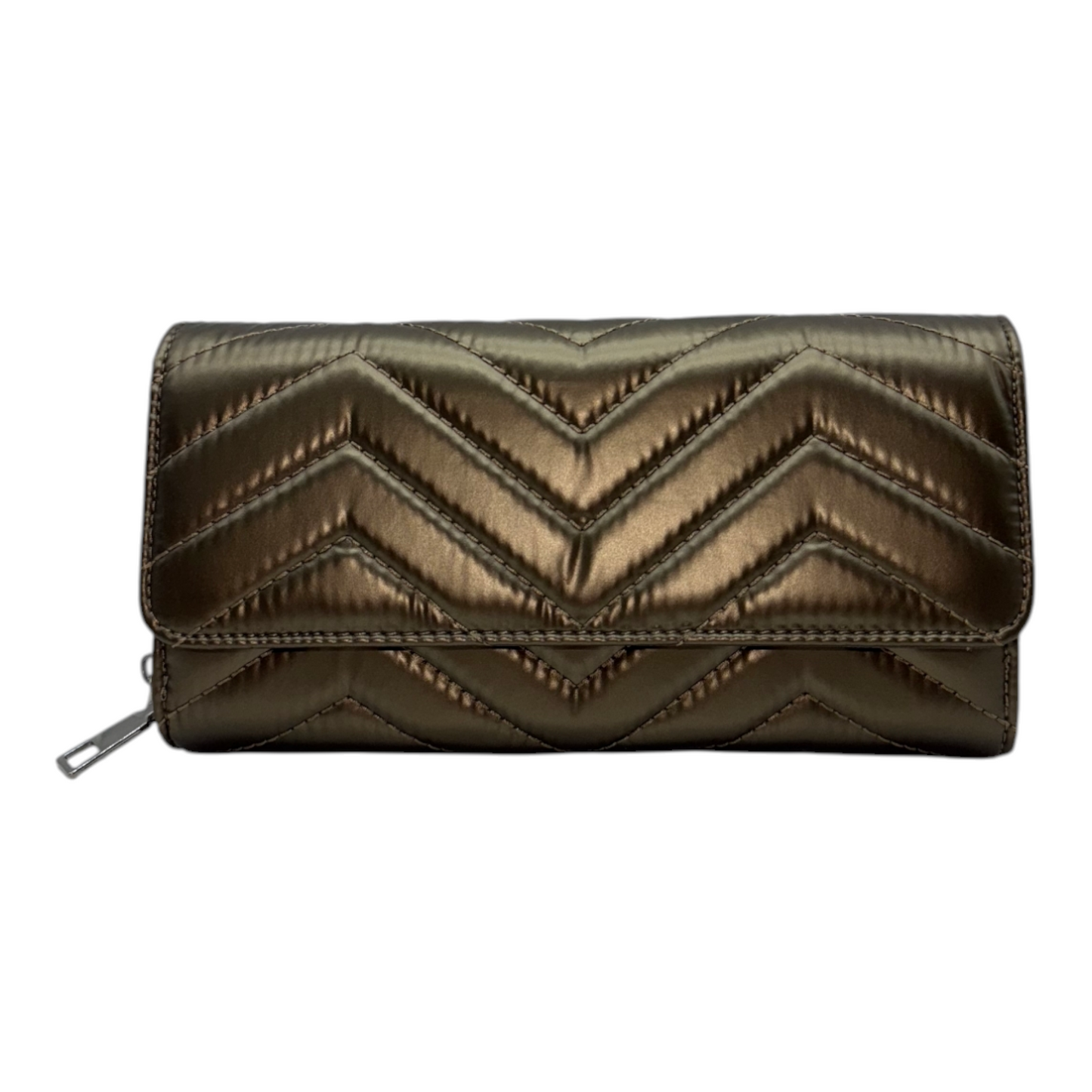 Cartera Acolchada Metalizada Estilo Chic - Bronce Glamuroso