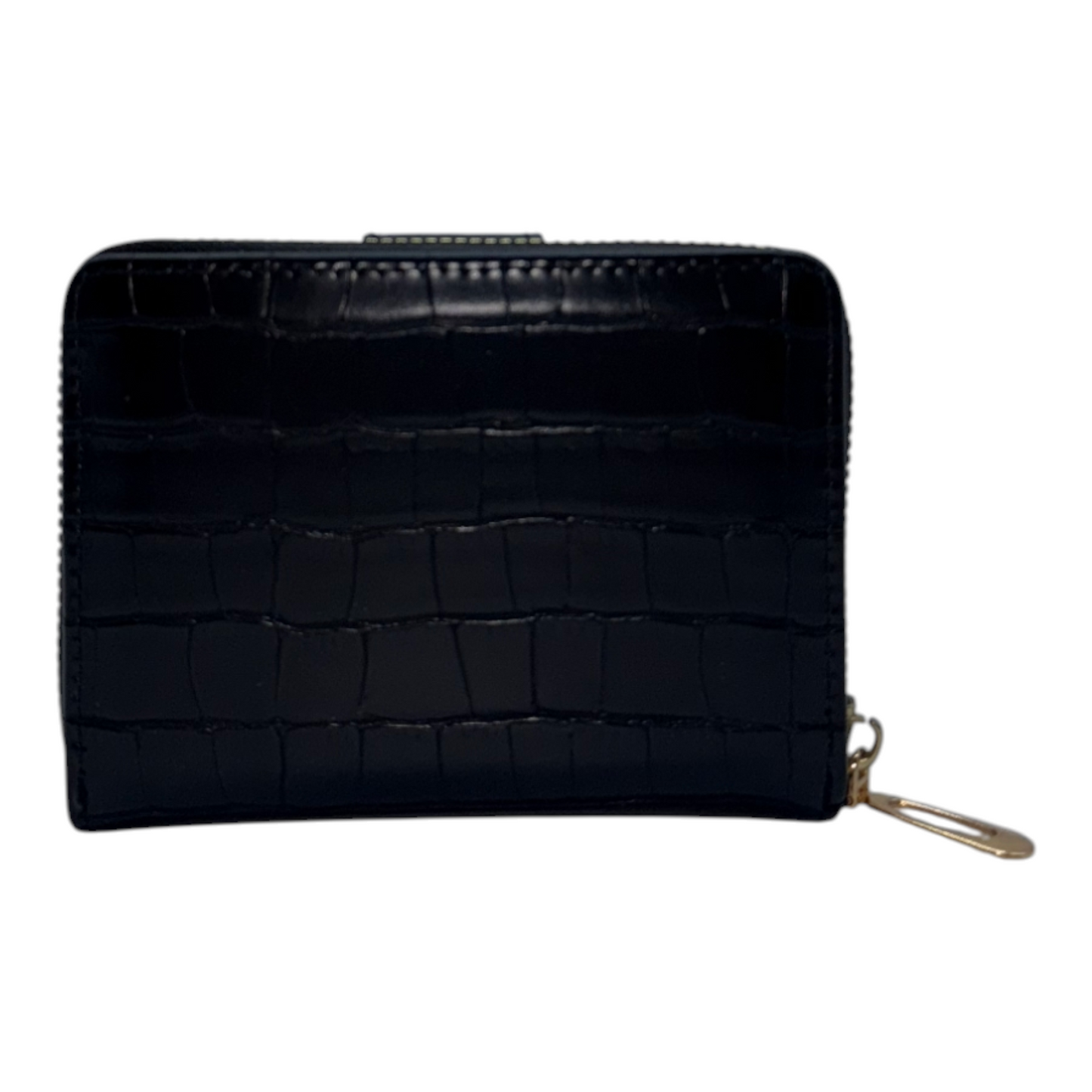 Cartera Compacta de Mujer con Textura Cocodrilo - Elegancia Negra