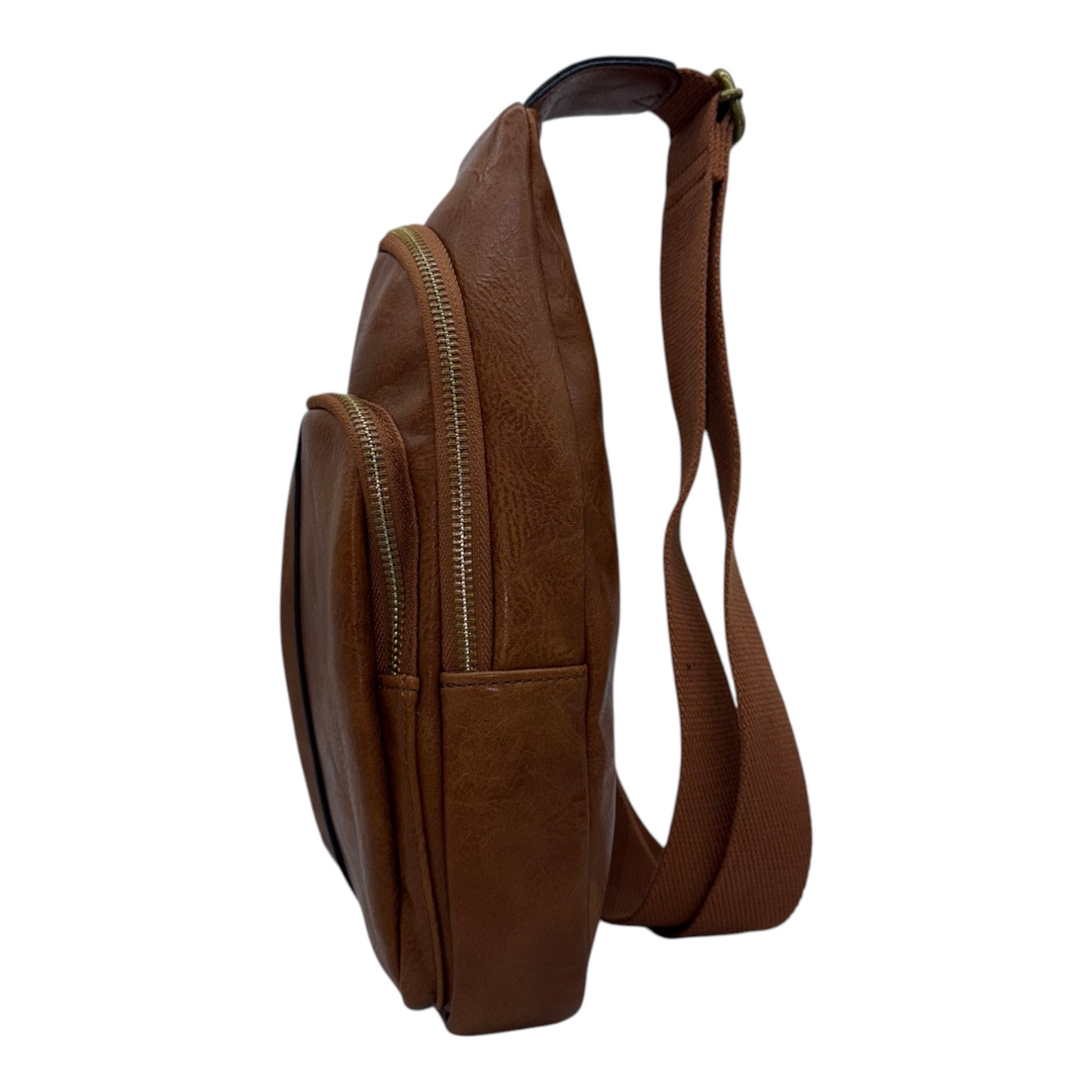 Bolso Bandolera/Mochila Sling de Cuero Vegano Marrón Estilo Vintage - Urbano y Resistente