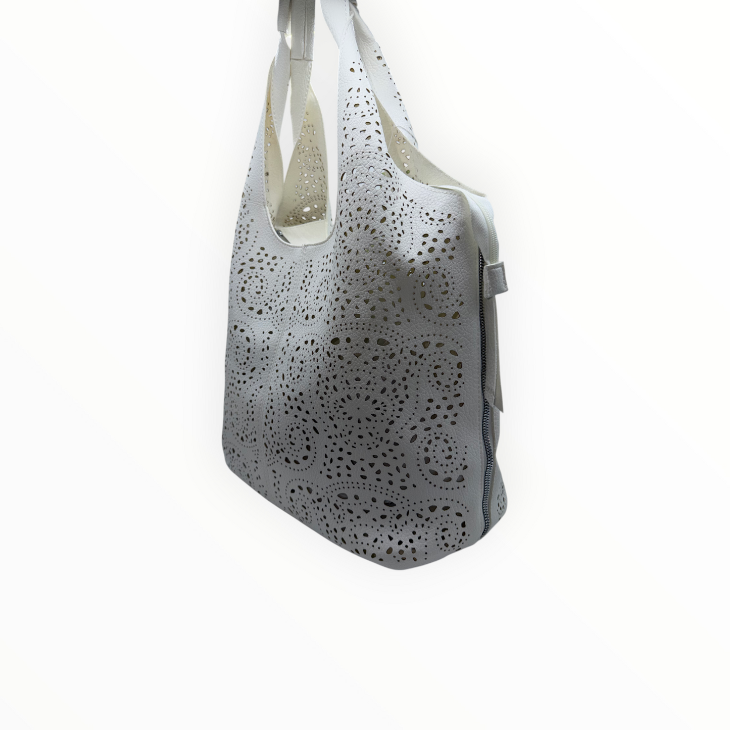 Set de Bolsos 2 en 1 Blanco: Bolso Tote Troquelado y Bandolera Interior