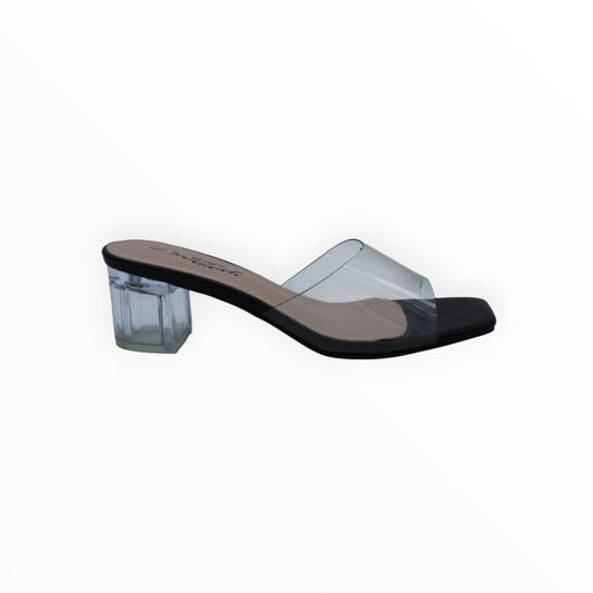 Sandalias Mule Transparentes con Tacón Ancho
