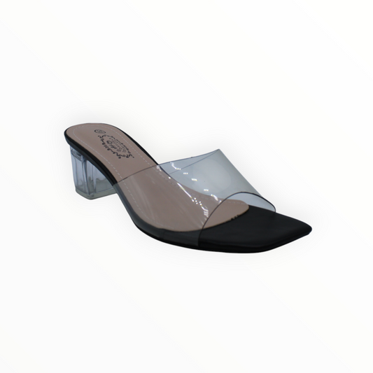 Sandalias Mule Transparentes con Tacón Ancho
