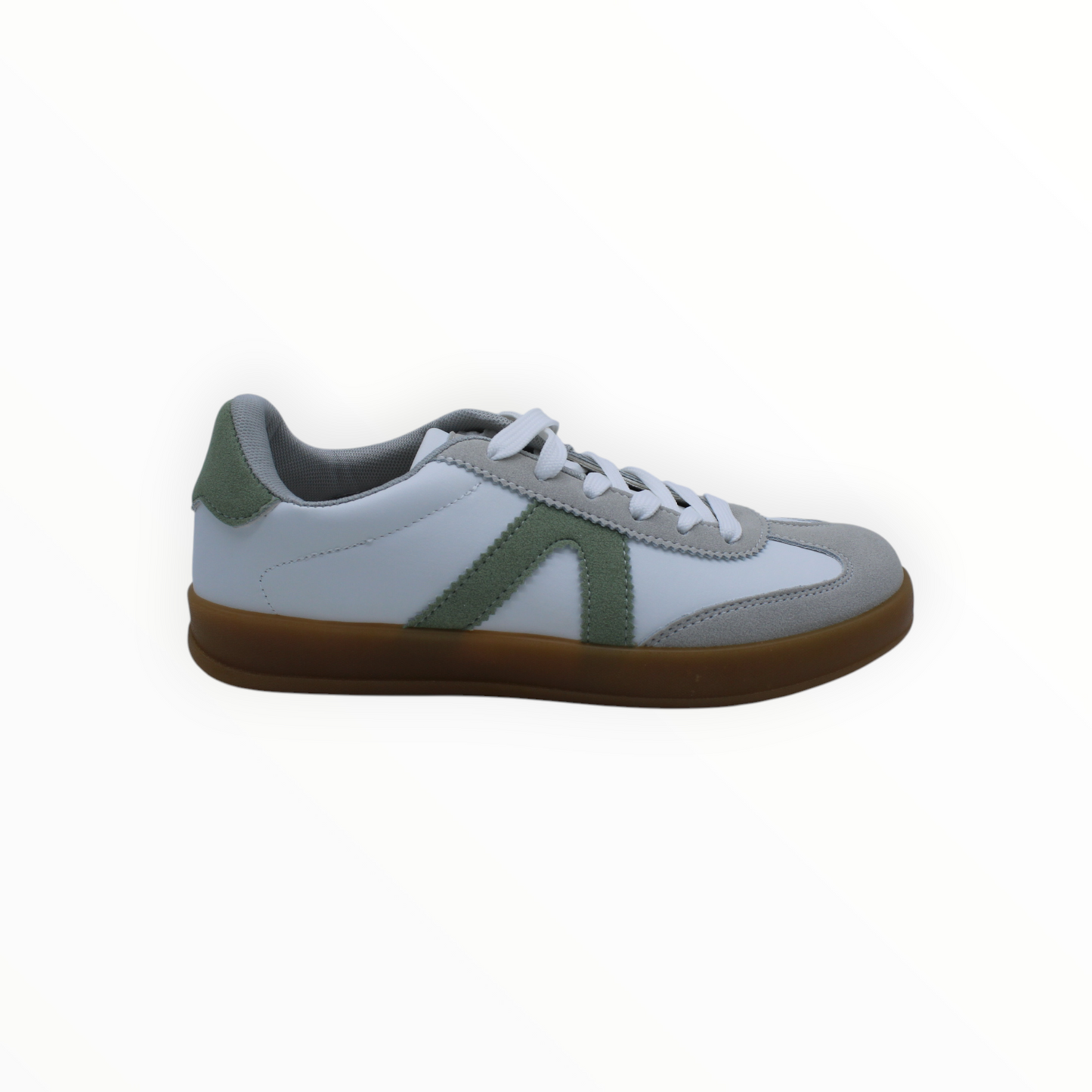 Zapatillas Bajas Retro Gris y Verde y Suela de Goma