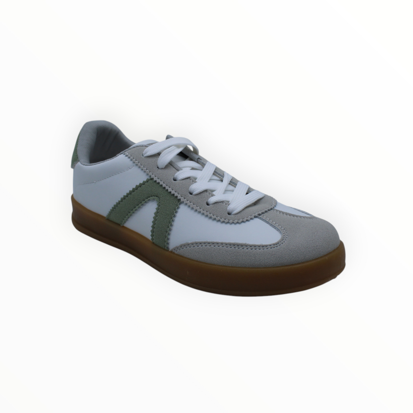 Zapatillas Bajas Retro Gris y Verde y Suela de Goma
