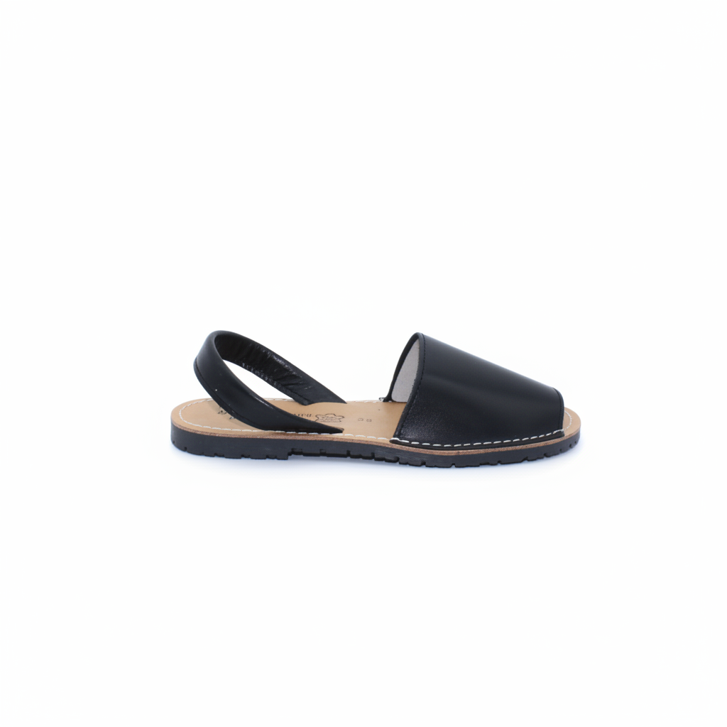 Sandalias Menorquinas de Piel Negras para Mujer