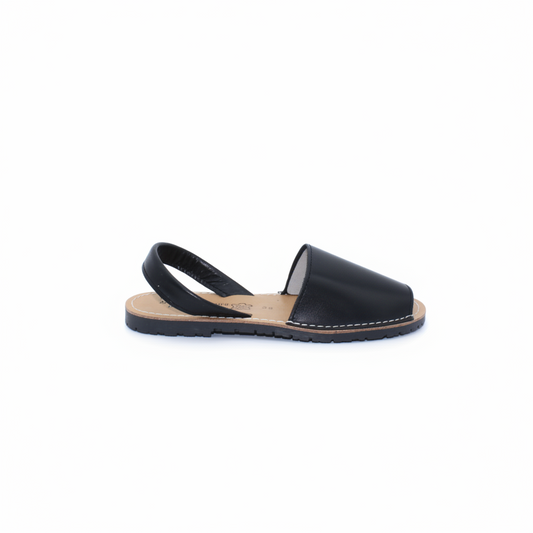 Sandalias Menorquinas de Piel Negras para Mujer