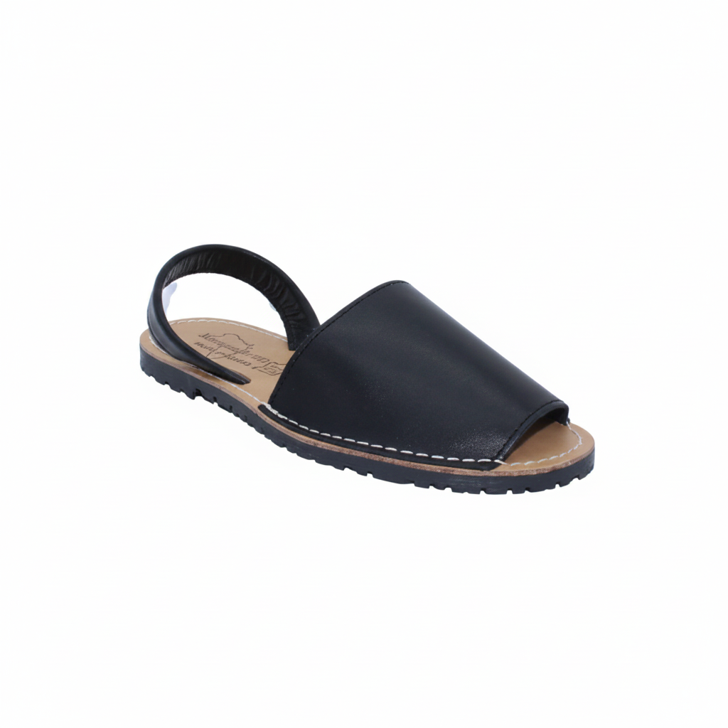 Sandalias Menorquinas de Piel Negras para Mujer