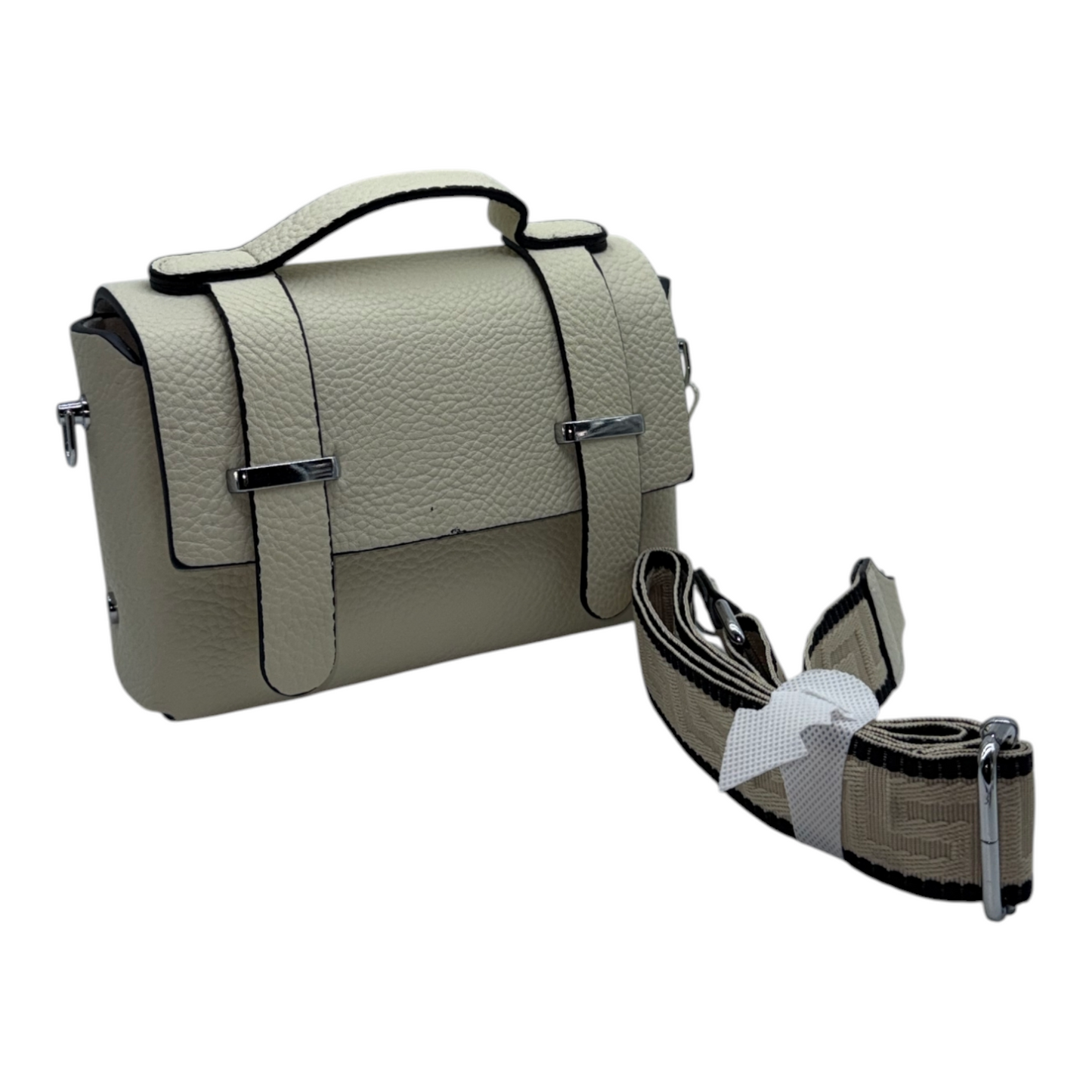 Mini Bolso Estilo Cartera Beige con Solapa y Correa Bandolera | Clásico y Moderno