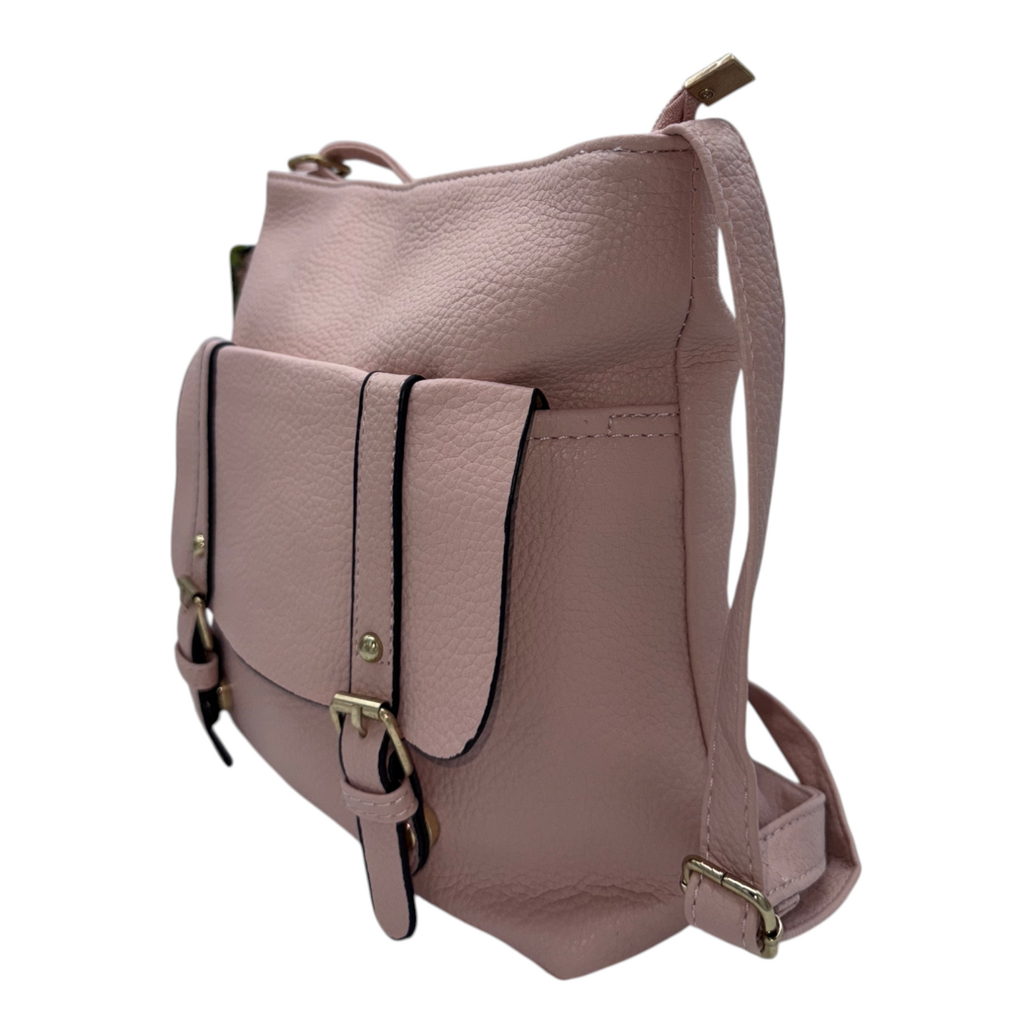 Bolso Bandolera Rosa Nude con Solapa y Bolsillo Frontal | Elegancia Casual y Funcionalidad