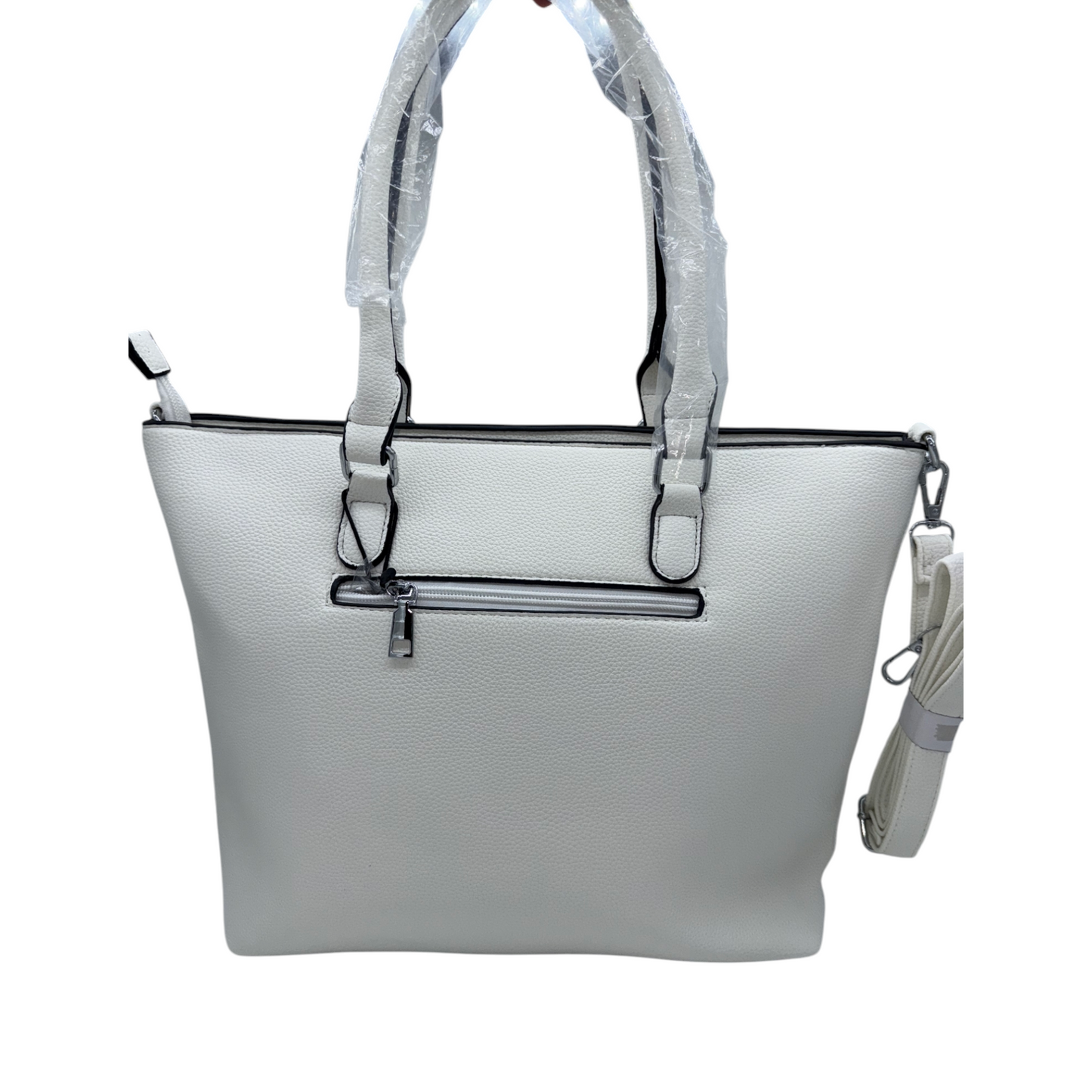 Bolso Tote Grande Blanco con Detalles Metálicos | Elegancia Funcional para el Día a Día