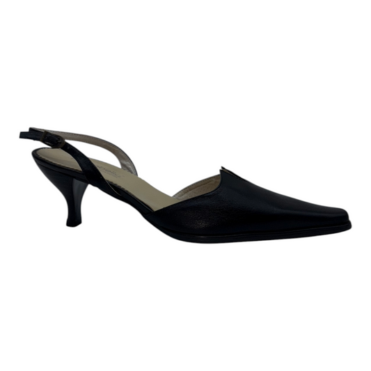 Zapatos Slingback de Piel Negra con Punta Cuadrada y Tacón Bajo - Elegancia Versátil
