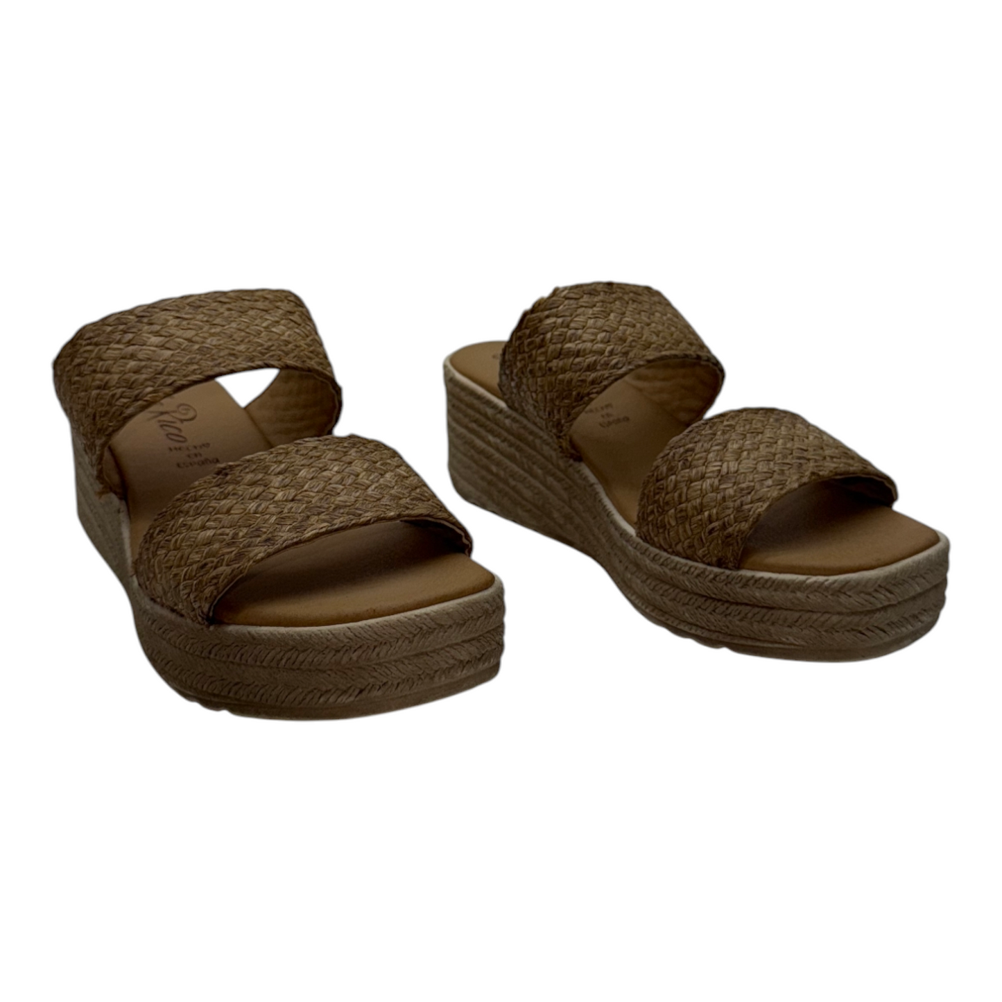 Sandalias de Cuña de Yute Trenzado con Doble Tira de Rafia - Lola Rico