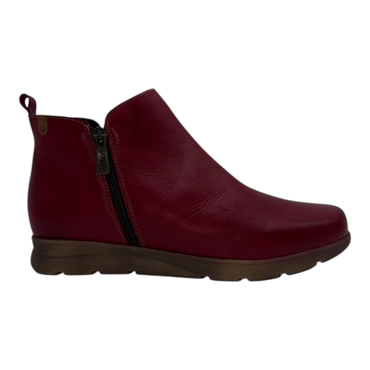 Botín Valeria's de Piel Extra Suave Rojo con Doble Cremallera - Estilo y Confort con Cuña de 4cm