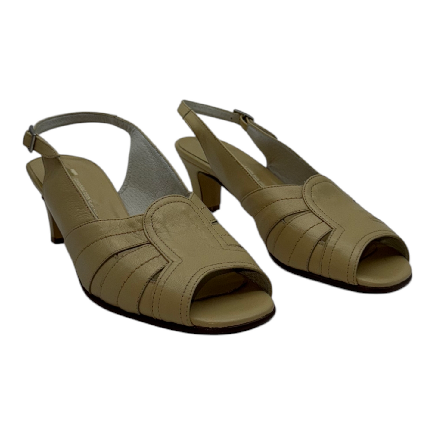 Sandalias Slingback de Piel Beige con Diseño Entrelazado y Tacón Midi - Elegancia Versátil