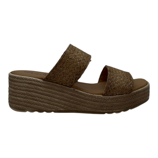 Sandalias de Cuña de Yute Trenzado con Doble Tira de Rafia - Lola Rico