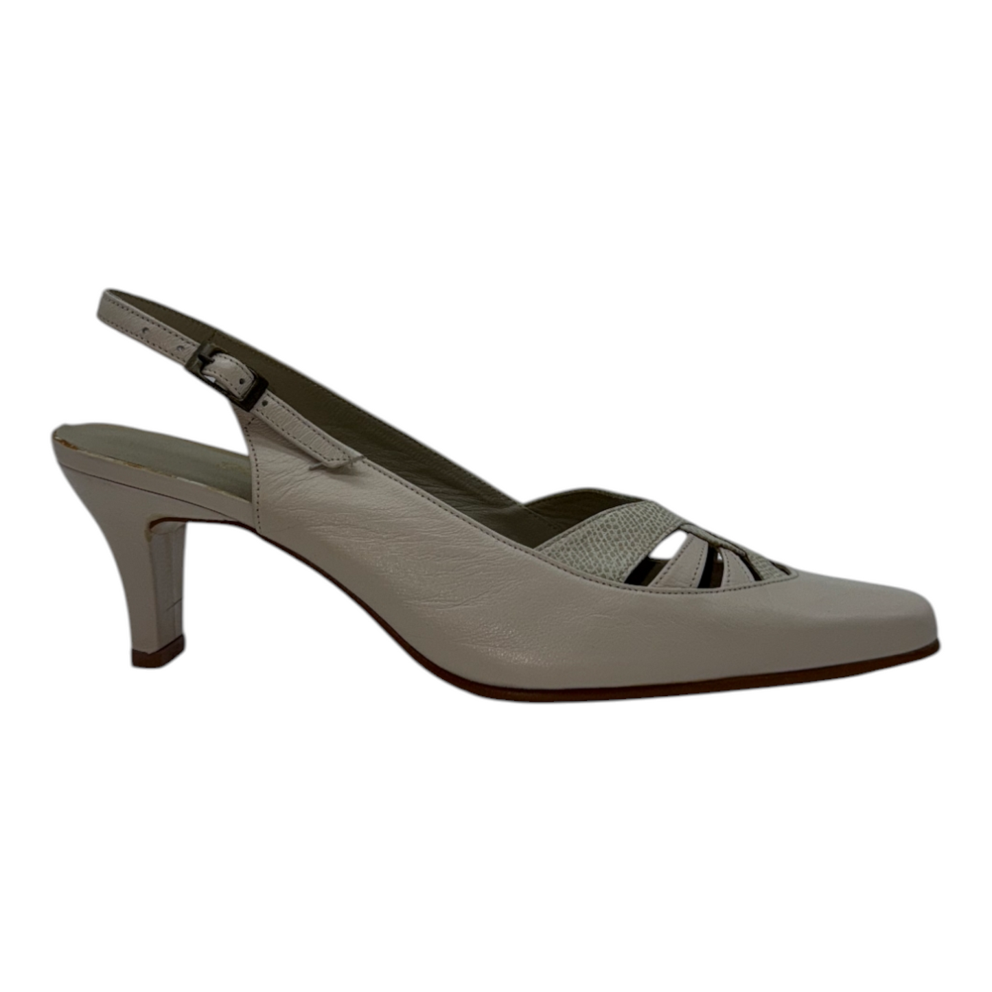 Zapatos Slingback de Piel Beige con Puntera Cuadrada y Diseño Cut-Out