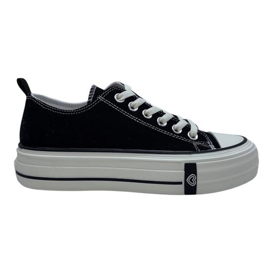 Zapatillas de Lona Negras con Plataforma Extragrande y Suela Blanca - Estilo Urbano y Moderno