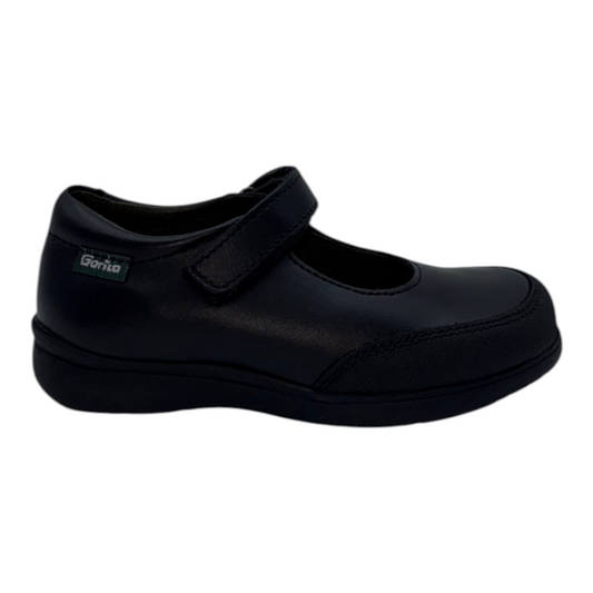 Zapato Colegial Gorila de Piel Genuina Negra con Velcro - Confort y Resistencia para el Día a Día