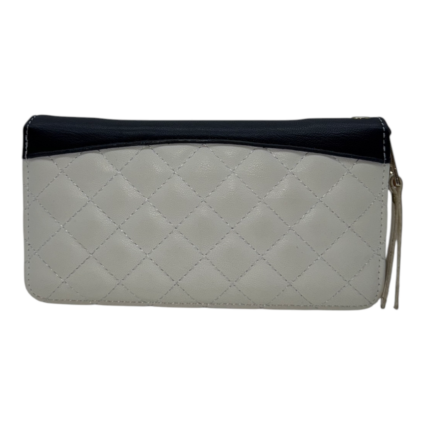 Cartera Grande Acolchada Bicolor - Blanco Cremoso y Negro Elegante