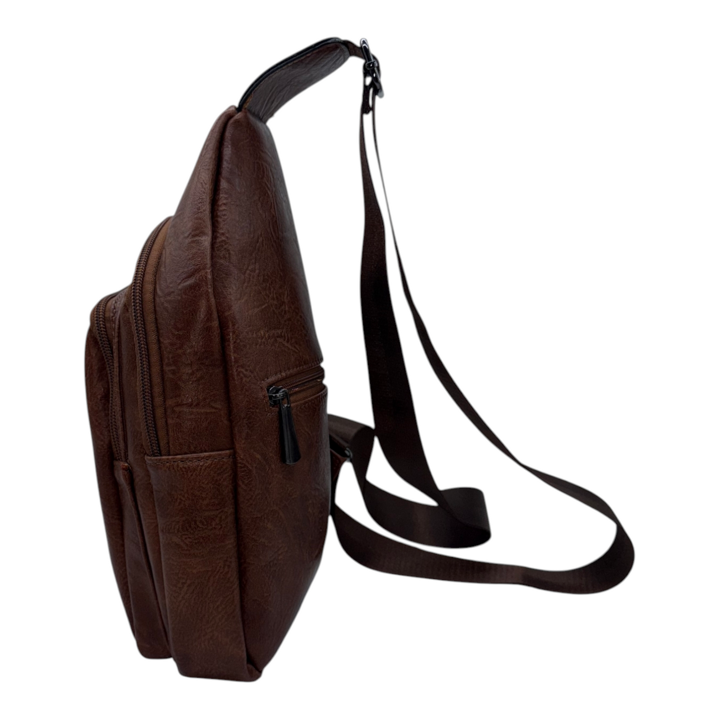 Bandolera Cruzada Casual de Cuero PU - Marrón Urbano