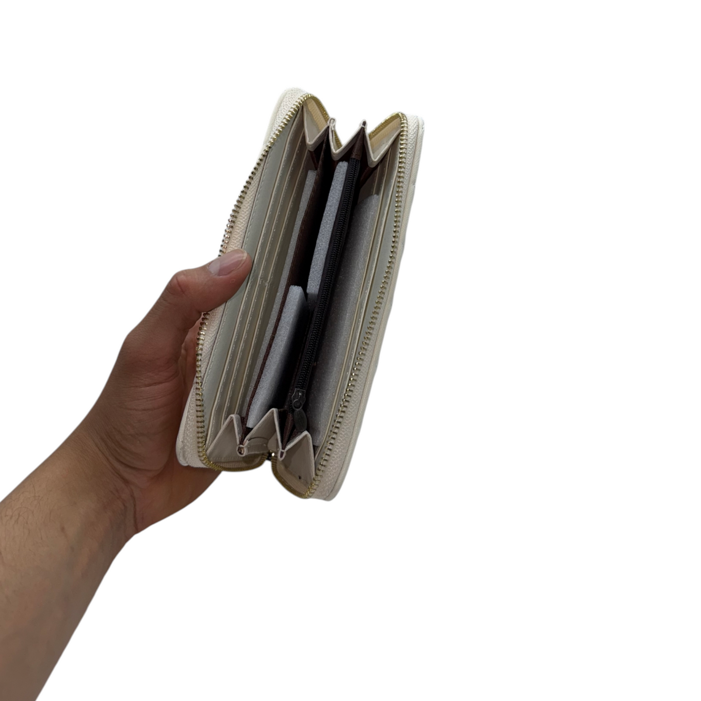 Cartera Grande Acolchada Bicolor - Blanco Cremoso y Negro Elegante