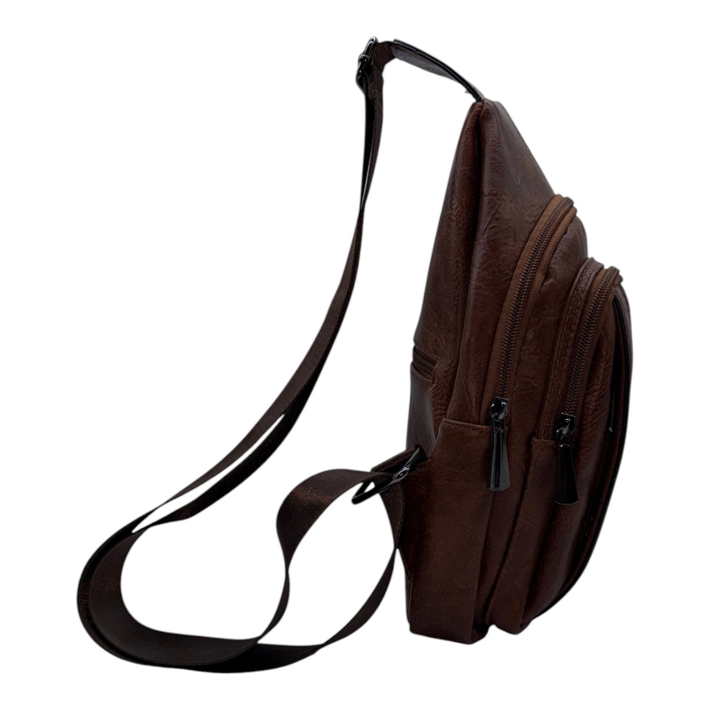 Bandolera Cruzada Casual de Cuero PU - Marrón Urbano