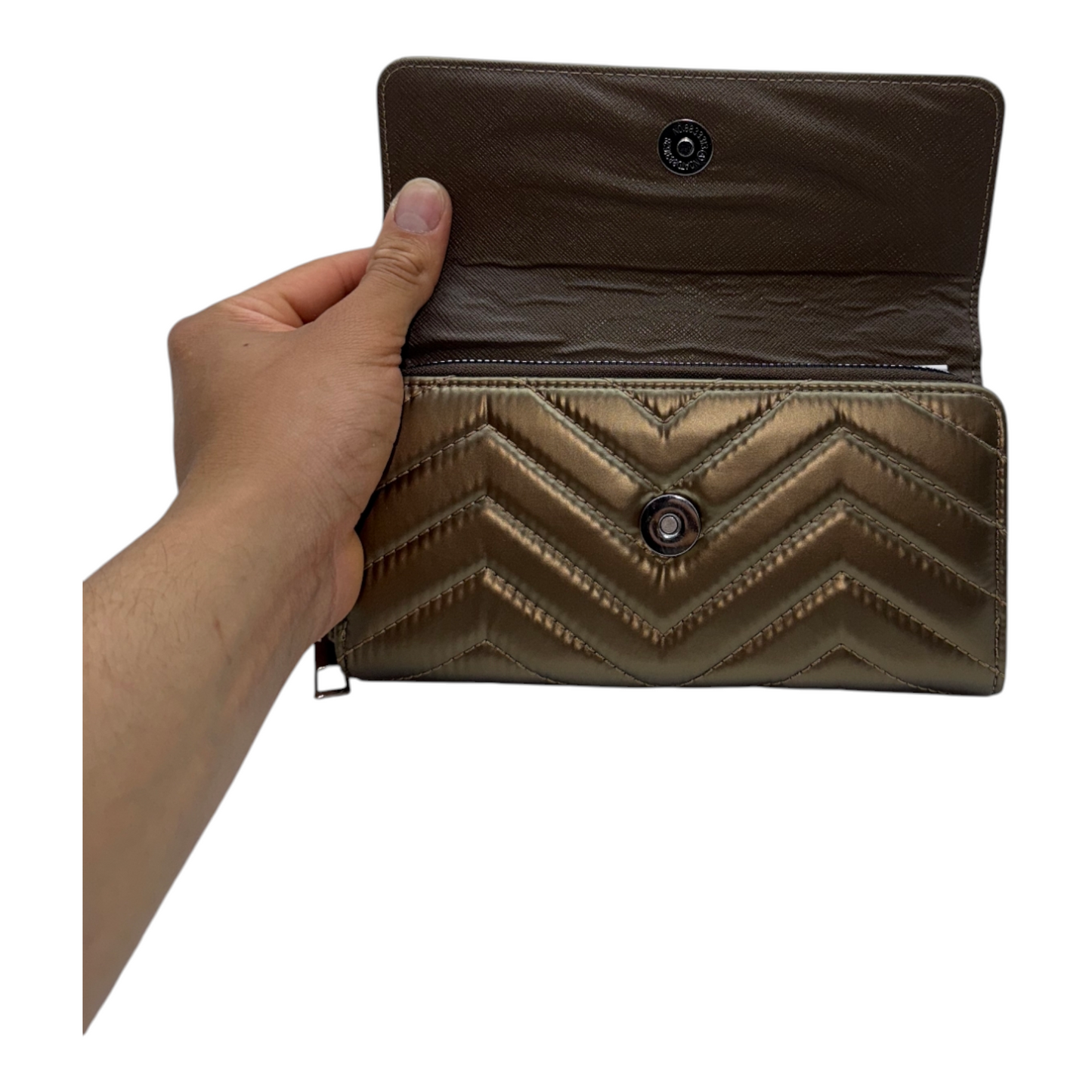 Cartera Acolchada Metalizada Estilo Chic - Bronce Glamuroso