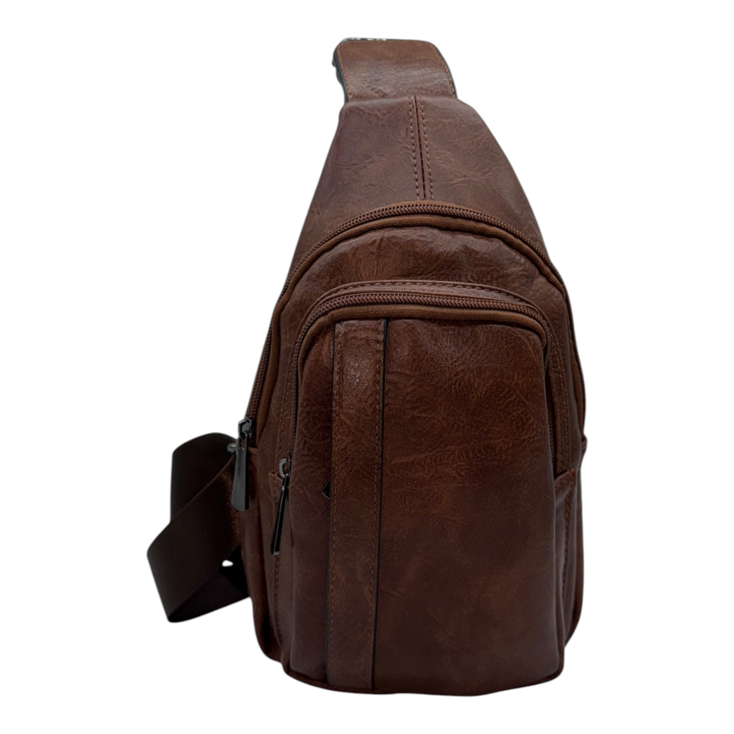 Bandolera Cruzada Casual de Cuero PU - Marrón Urbano