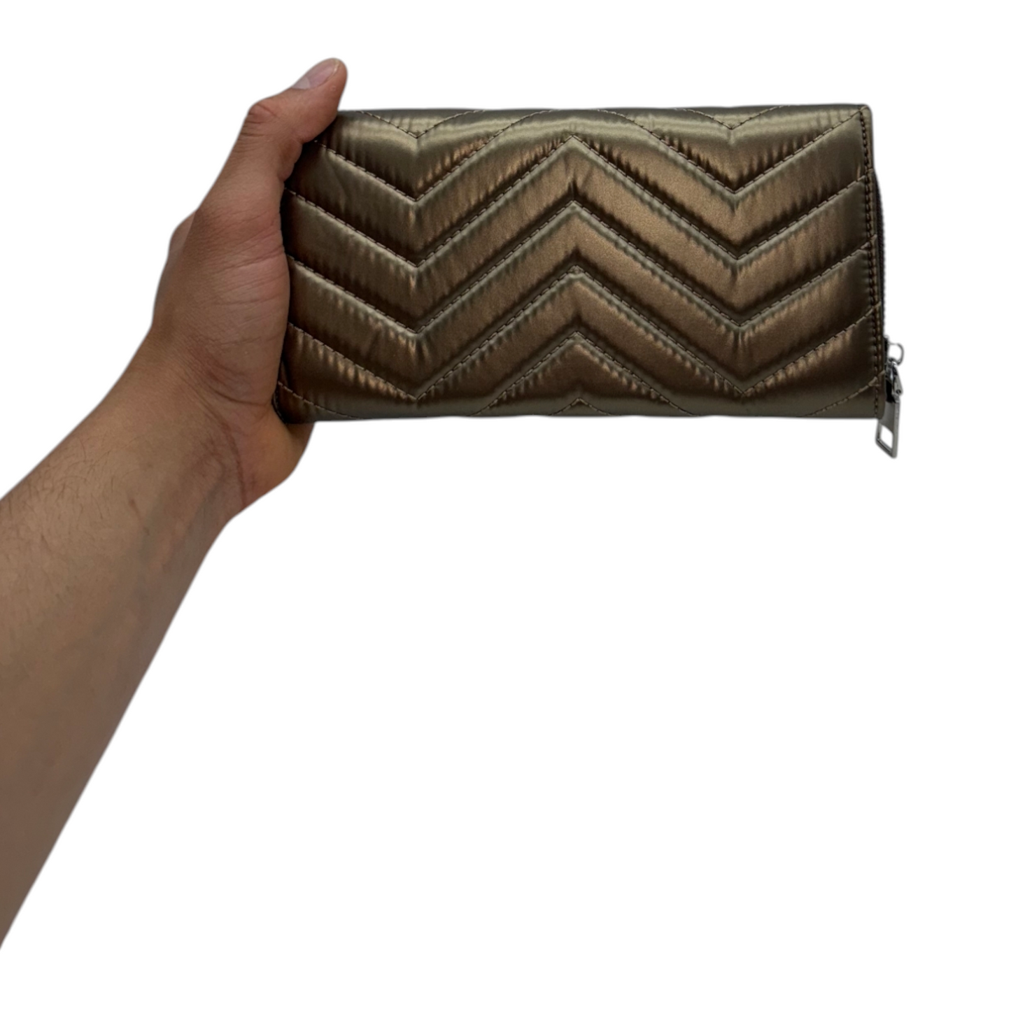 Cartera Acolchada Metalizada Estilo Chic - Bronce Glamuroso