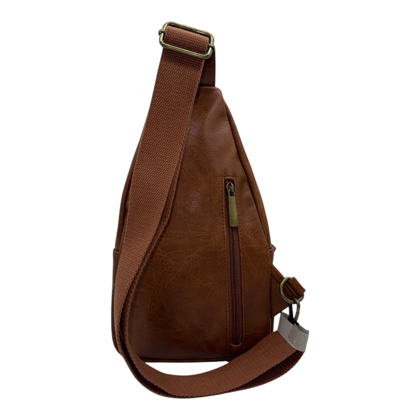 Bolso Bandolera/Mochila Sling de Cuero Vegano Marrón Estilo Vintage - Urbano y Resistente
